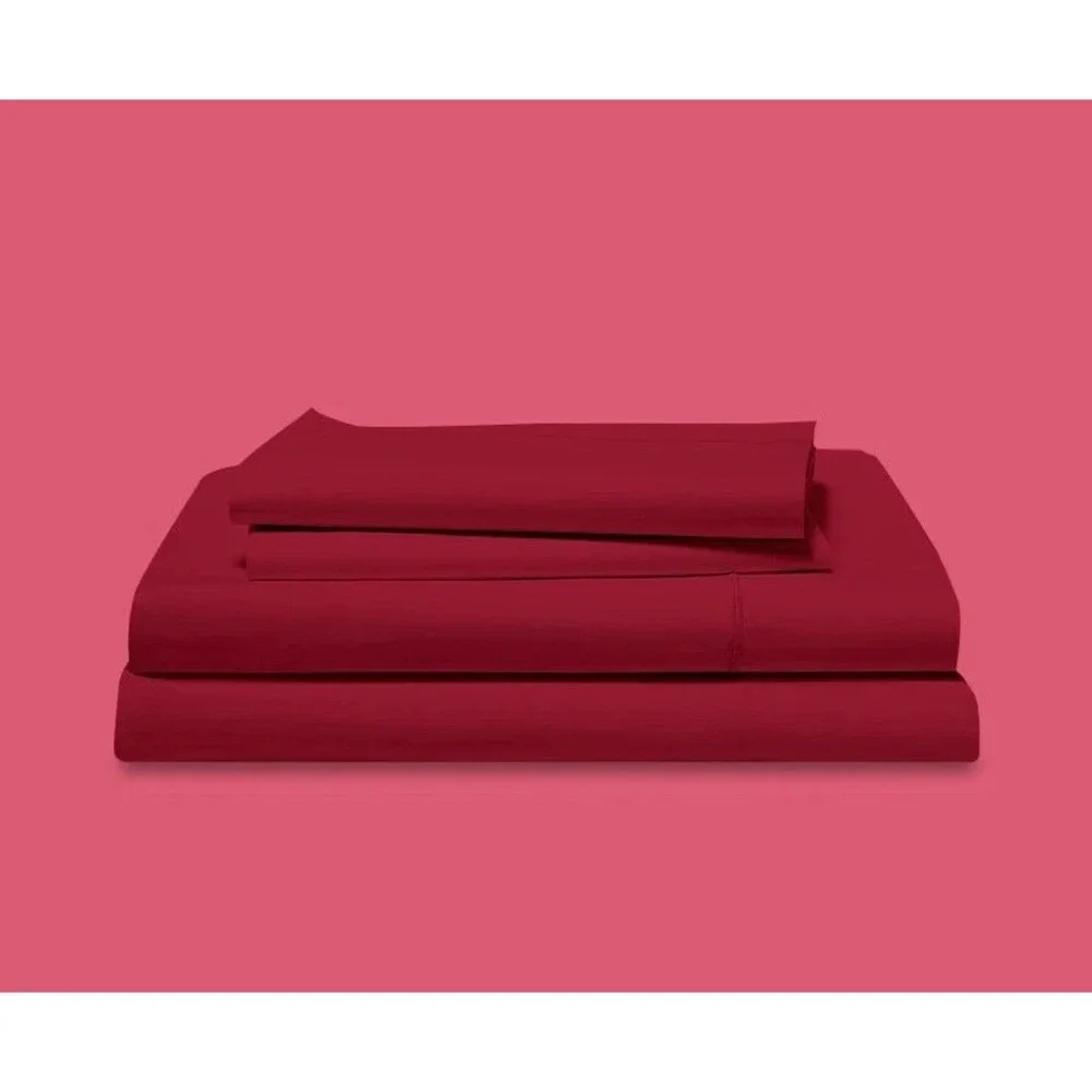 1000 Thread Count Egyptian Cotton Sheet Set Queen Burgundy Sateen 4pc NEW